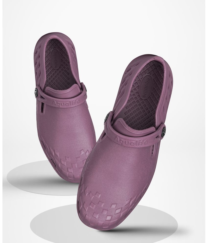     			Aqualite Purple Clogs