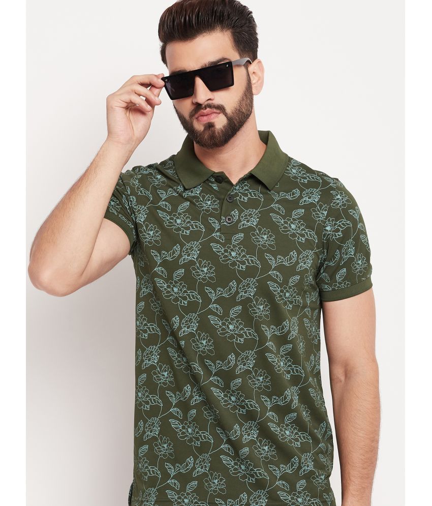     			Auxamis Pack of 1 Cotton Blend Regular Fit Printed Half Sleeves Men's Polo T Shirt ( Olive )