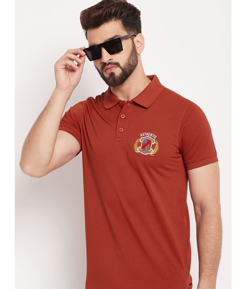     			Auxamis Cotton Blend Regular Fit Embroidered Half Sleeves Men's Polo T Shirt - Rust ( Pack of 1 )