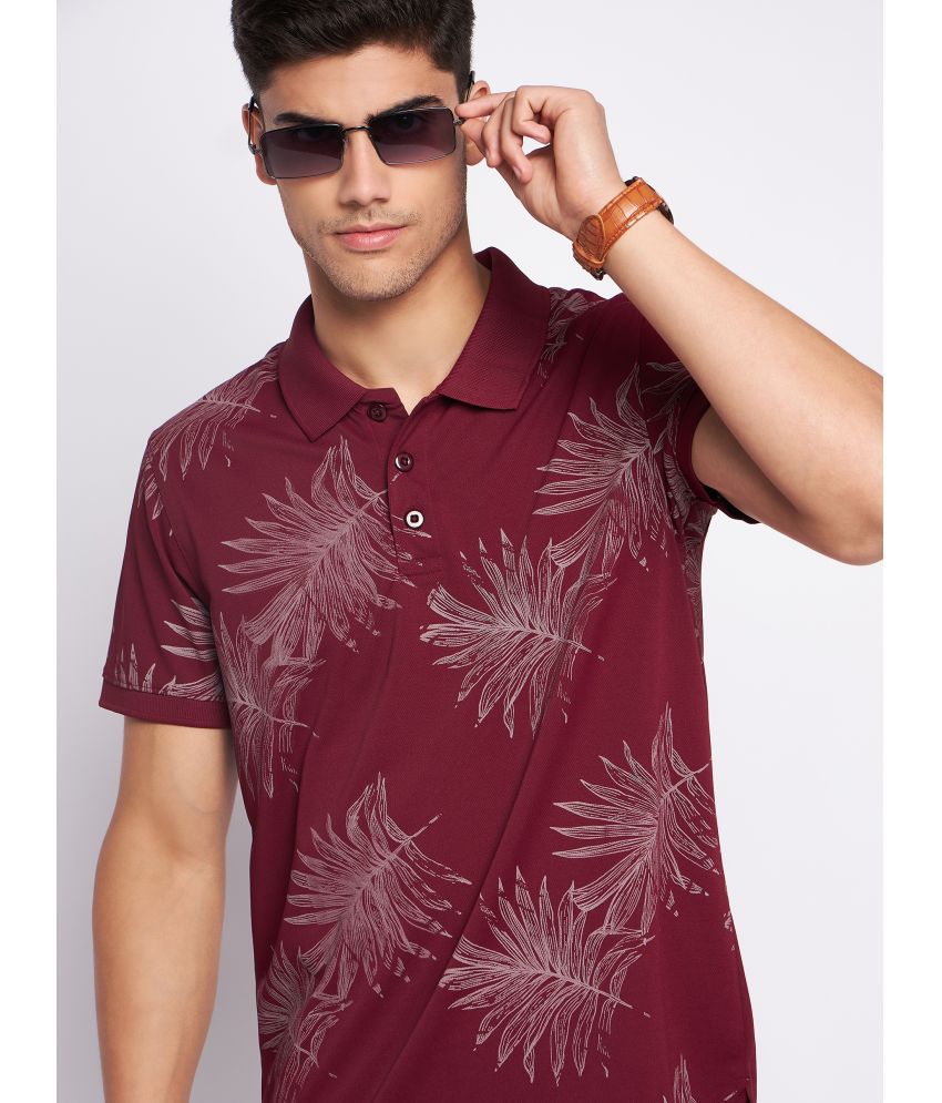     			Auxamis Cotton Blend Regular Fit Printed Half Sleeves Men's Polo T Shirt - Maroon ( Pack of 1 )