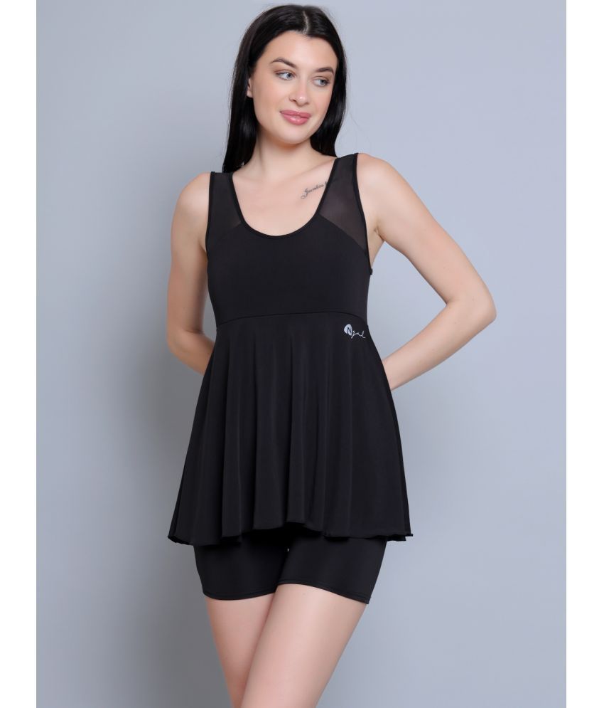     			N-Gal Lycra Black One Piece Swimsuit without Skirt - Single