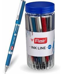 FLAIR Inkline Ball Pen 25 Pcs Jar Blue Ink Ball Pen (Blue)