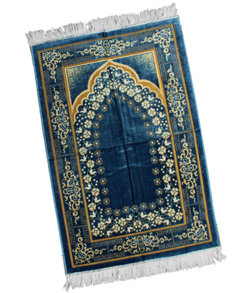     			ADIRNY Blue Single Regular Velvet Prayer Mat ( 110 X 70 cm )