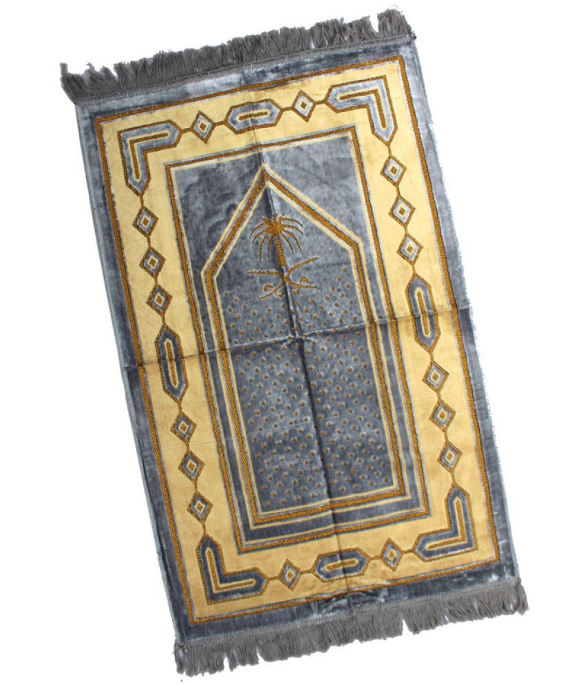     			ADIRNY Gray Single Regular Velvet Prayer Mat ( 110 X 70 cm )