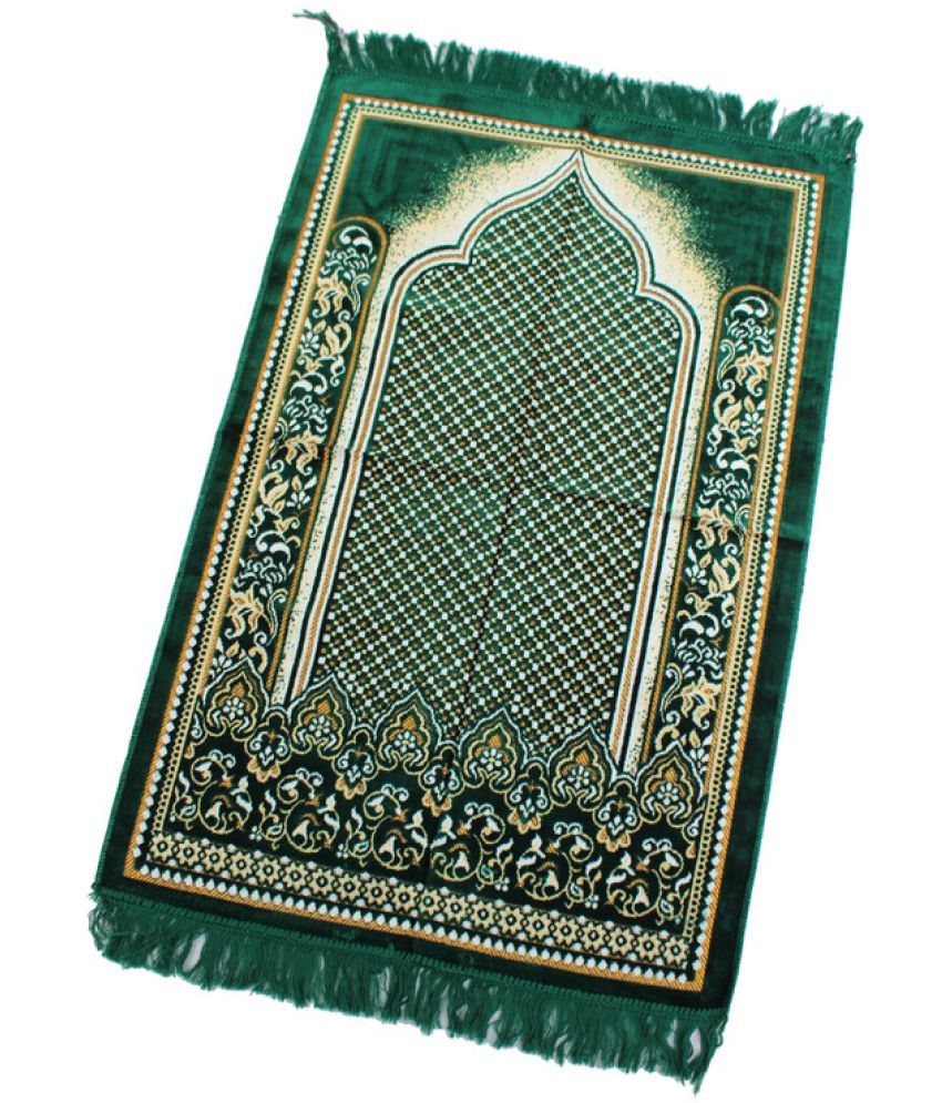     			ADIRNY Green Single Regular Velvet Prayer Mat ( 110 X 70 cm )