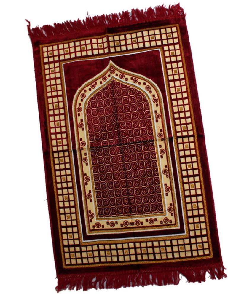     			ADIRNY Maroon Single Regular Velvet Prayer Mat ( 110 X 70 cm )