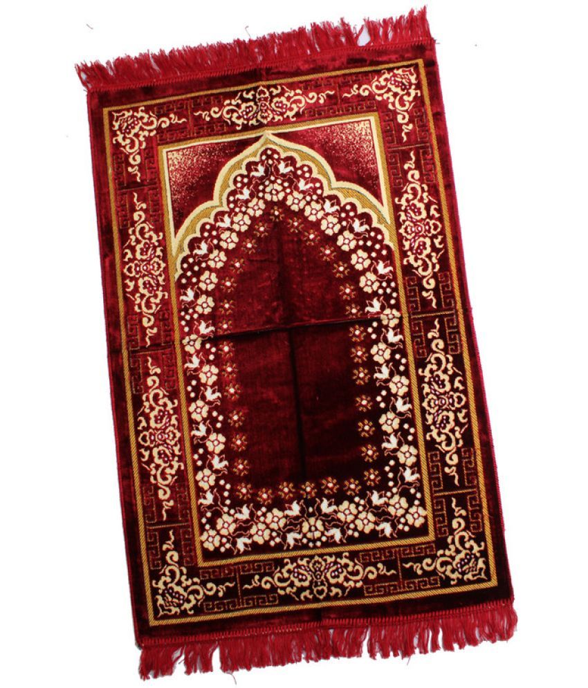     			ADIRNY Maroon Single Regular Velvet Prayer Mat ( 110 X 70 cm )