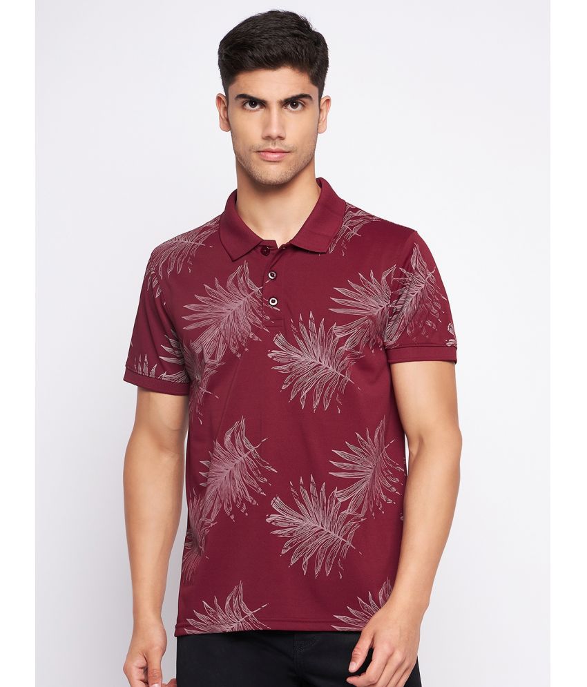     			Auxamis Cotton Blend Regular Fit Printed Half Sleeves Men's Polo T Shirt - Maroon ( Pack of 1 )