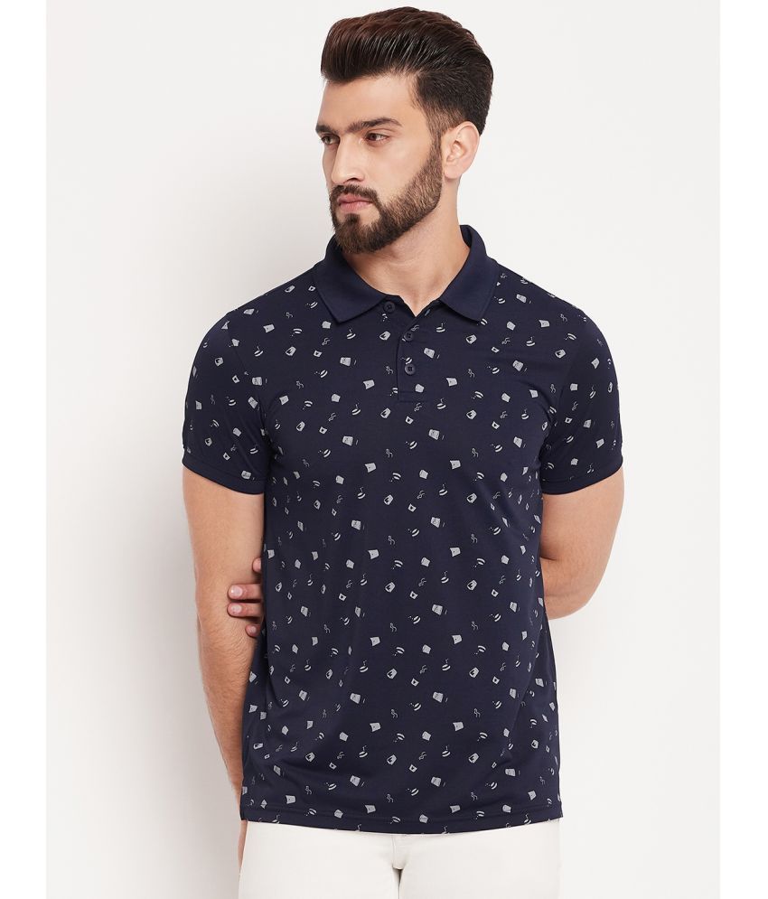     			Auxamis Cotton Blend Regular Fit Printed Half Sleeves Men's Polo T Shirt - Navy ( Pack of 1 )