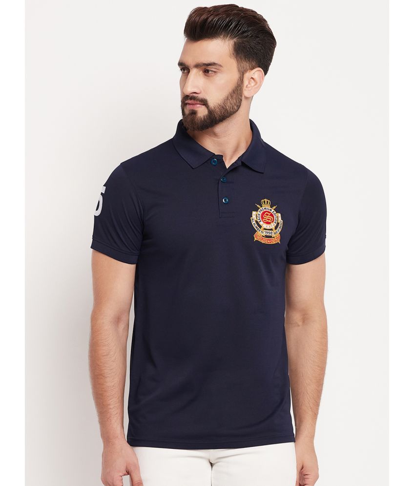     			Auxamis Cotton Blend Regular Fit Solid Half Sleeves Men's Polo T Shirt - Navy ( Pack of 1 )