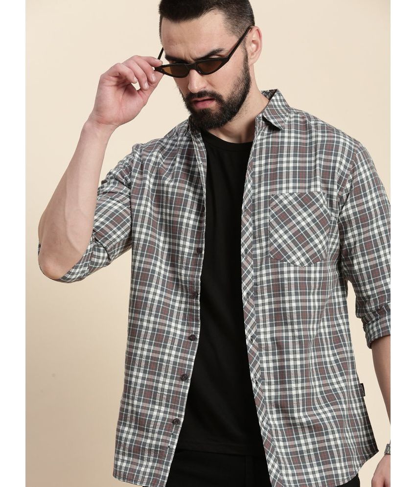     			Dillinger 100% Cotton Regular Fit Checks Full Sleeves Men's Casual Shirt - Dark Grey ( Pack of 1 )
