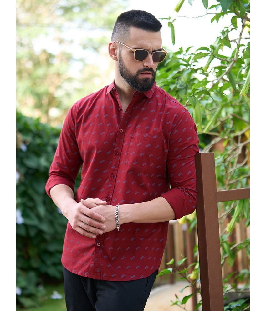     			Dillinger 100% Cotton Regular Fit Printed Full Sleeves Men's Casual Shirt - Maroon ( Pack of 1 )