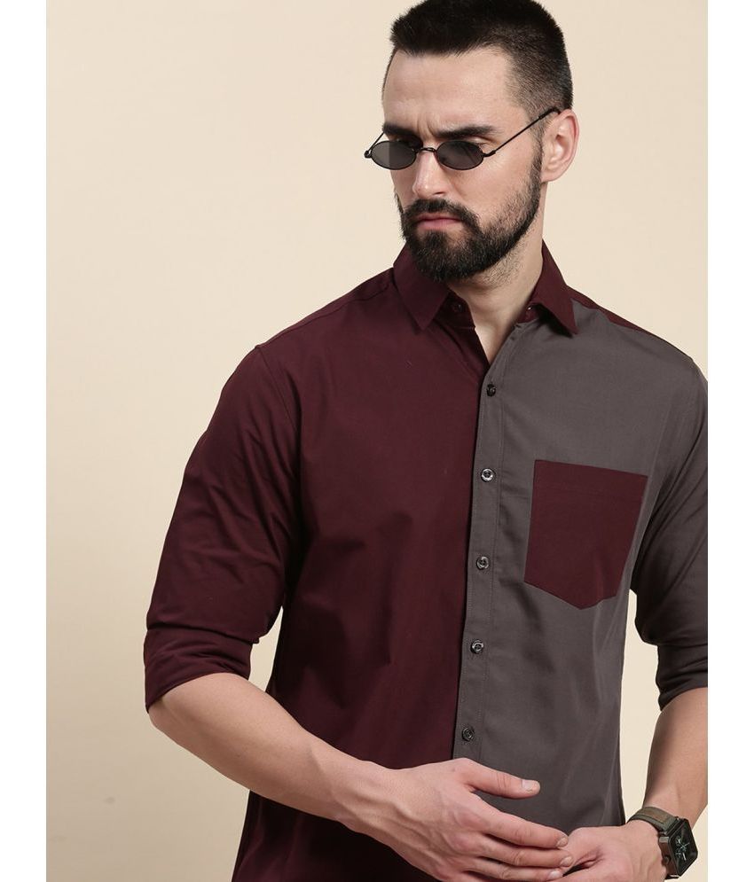     			Dillinger 100% Cotton Regular Fit Colorblock Full Sleeves Men's Casual Shirt - Wine ( Pack of 1 )