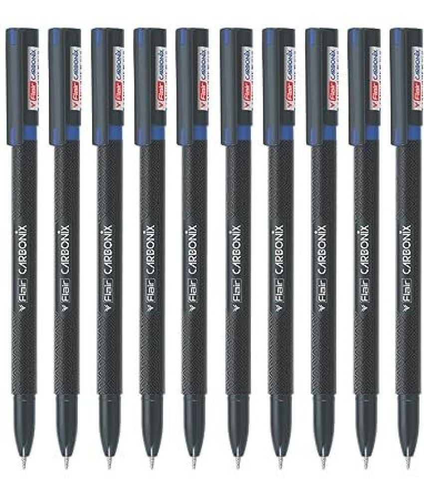     			FLAIR Carbonix, Medium Nib With Liquid Ink 10Pcs Ball Pen (Pack of 4, Blue)