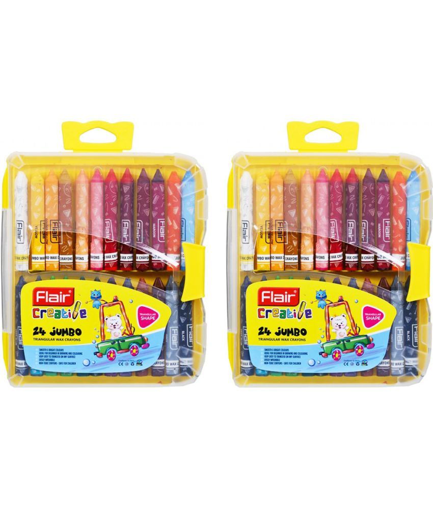     			FLAIR Creative Series Non -Toxic 24 Shades Triangular Wax Crayons (Set of 2, Multicolor)