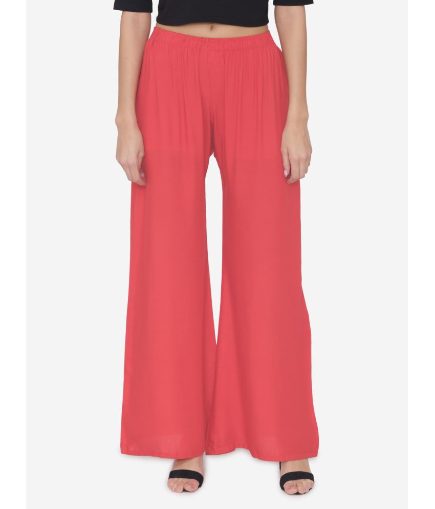     			N-Gal - Coral Rayon Wide leg Women's Palazzos ( Pack of 1 )