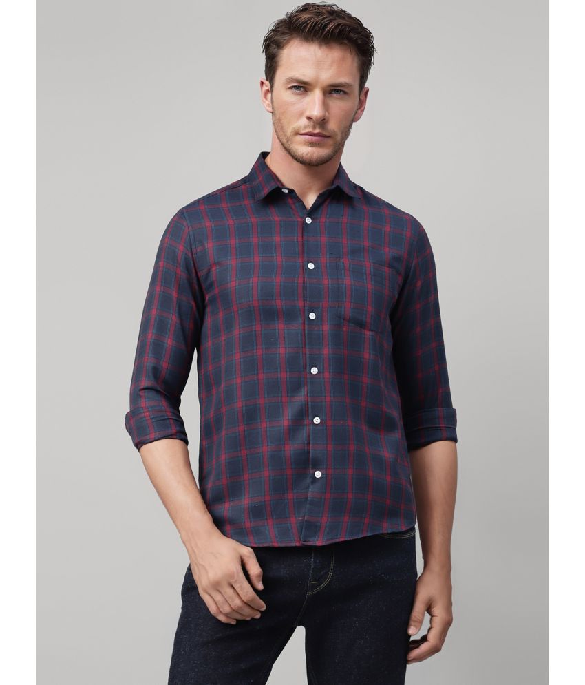     			UrbanMark Cotton Blend Slim Fit Checks Full Sleeves Men's Casual Shirt - Blue ( Pack of 1 )