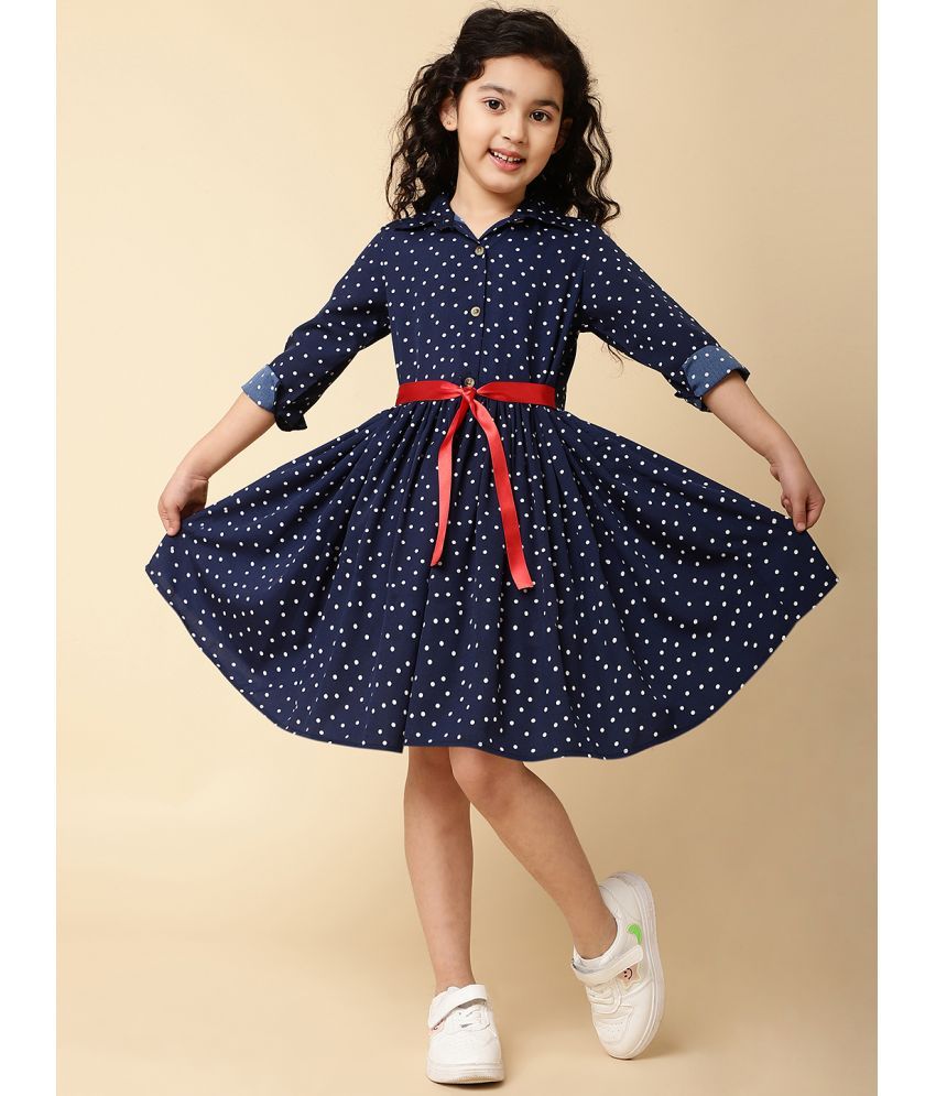     			A.T.U.N. - Navy Polyester Girls Shirt Dress ( Pack of 1 )