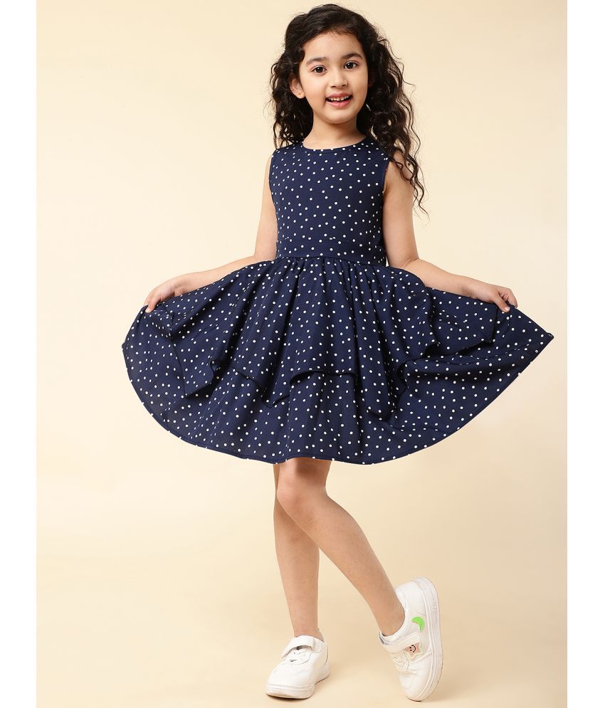     			A.T.U.N. - Navy Polyester Girls Tiered Dress ( Pack of 1 )