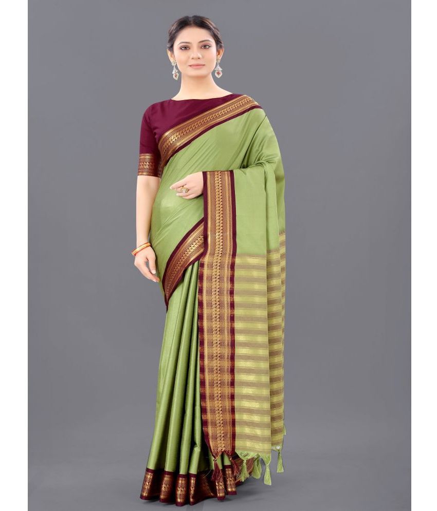    			Aika Cotton Silk Woven Saree With Blouse Piece - Multicolour ( Pack of 1 )