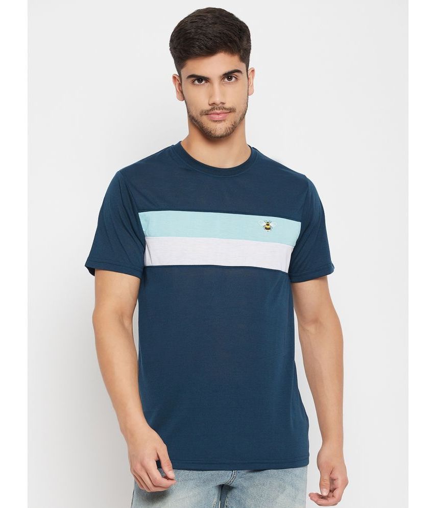     			Auxamis Cotton Blend Regular Fit Colorblock Half Sleeves Men's T-Shirt - Navy ( Pack of 1 )
