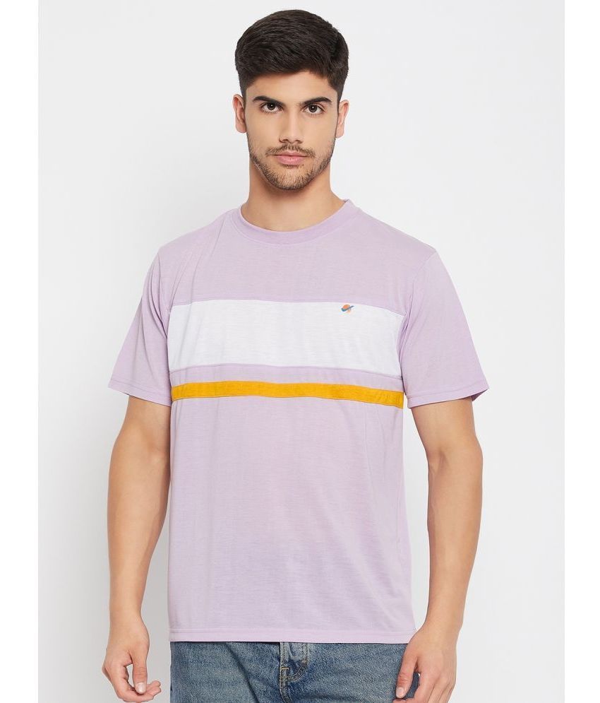     			Auxamis Cotton Blend Regular Fit Colorblock Half Sleeves Men's T-Shirt - Purple ( Pack of 1 )