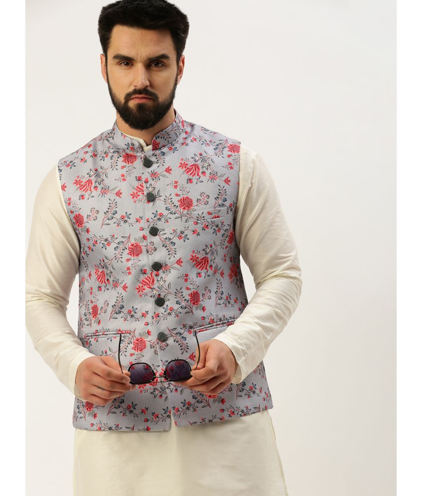     			Showoff - Grey Cotton Blend Men's Nehru Jacket ( Pack of 1 )