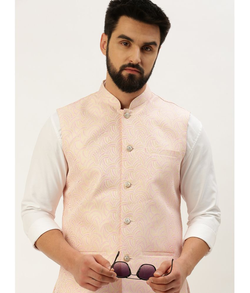     			Showoff - Pink Silk Blend Men's Nehru Jacket ( Pack of 1 )