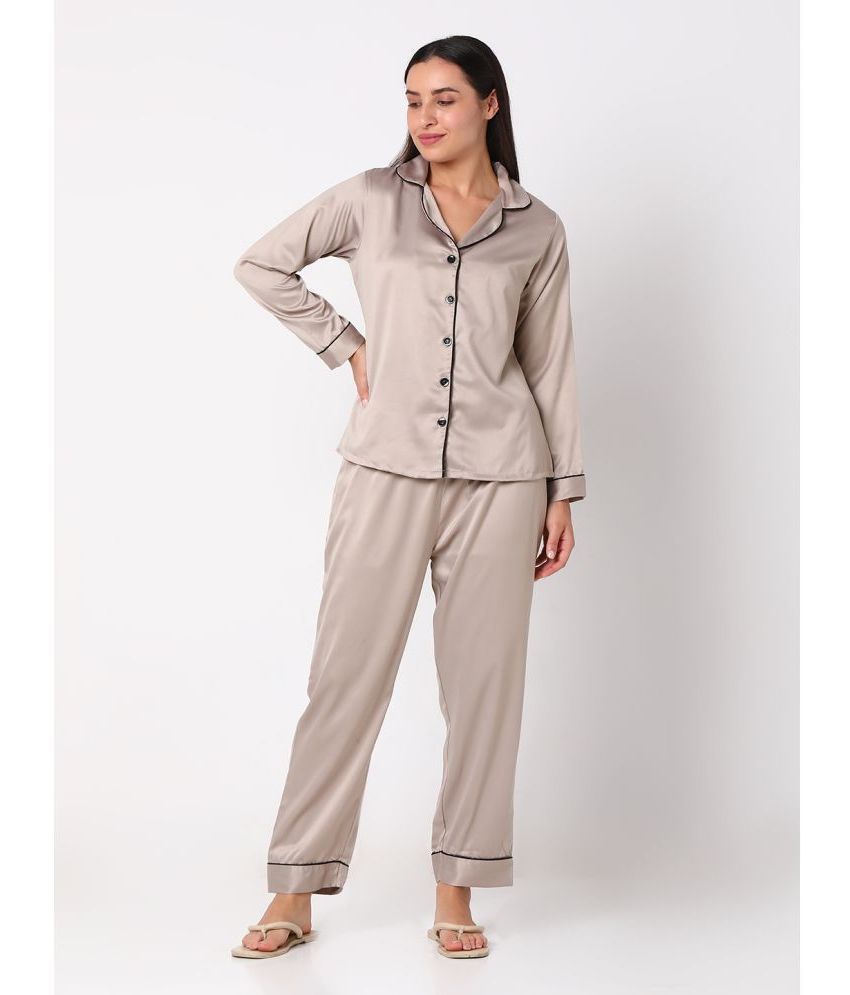     			Smarty Pants - Grey Satin Women's Nightwear Nightsuit Sets ( Pack of 1 )