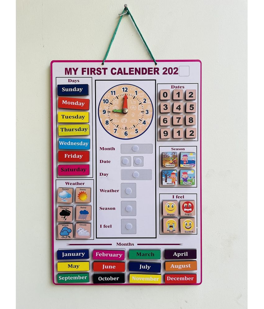     			Wooden "My Calendar" Velcro Activity Wall Game- 12*18 inch FOR KIDS