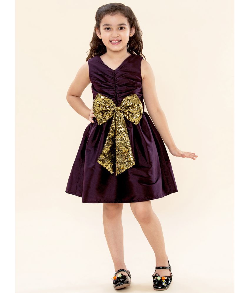     			A.T.U.N. Wine Polyester Girls Fit And Flare Dress ( Pack of 1 )