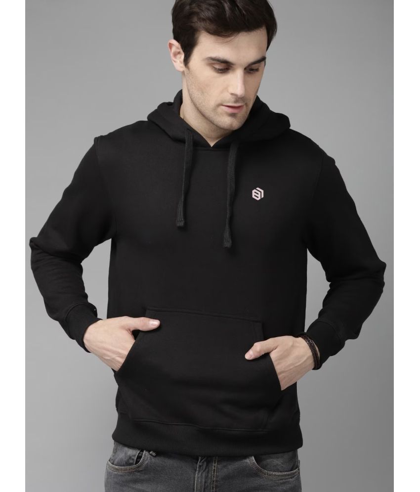     			BISHOP COTTON Fleece Hooded Men's Sweatshirt - Black ( Pack of 1 )