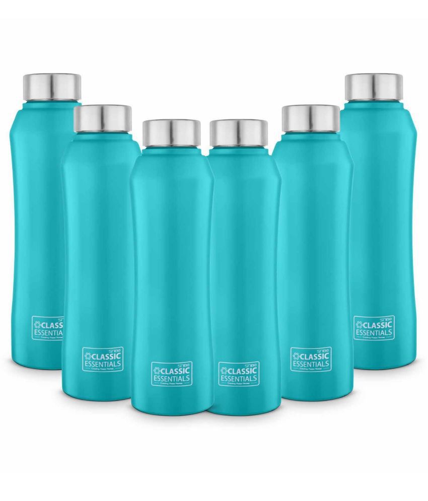     			Classic Essentials McKinley Color Water Bottle For Fridge, 1000ml Cyan Fridge Water Bottle 1000 mL ( Set of 6 )