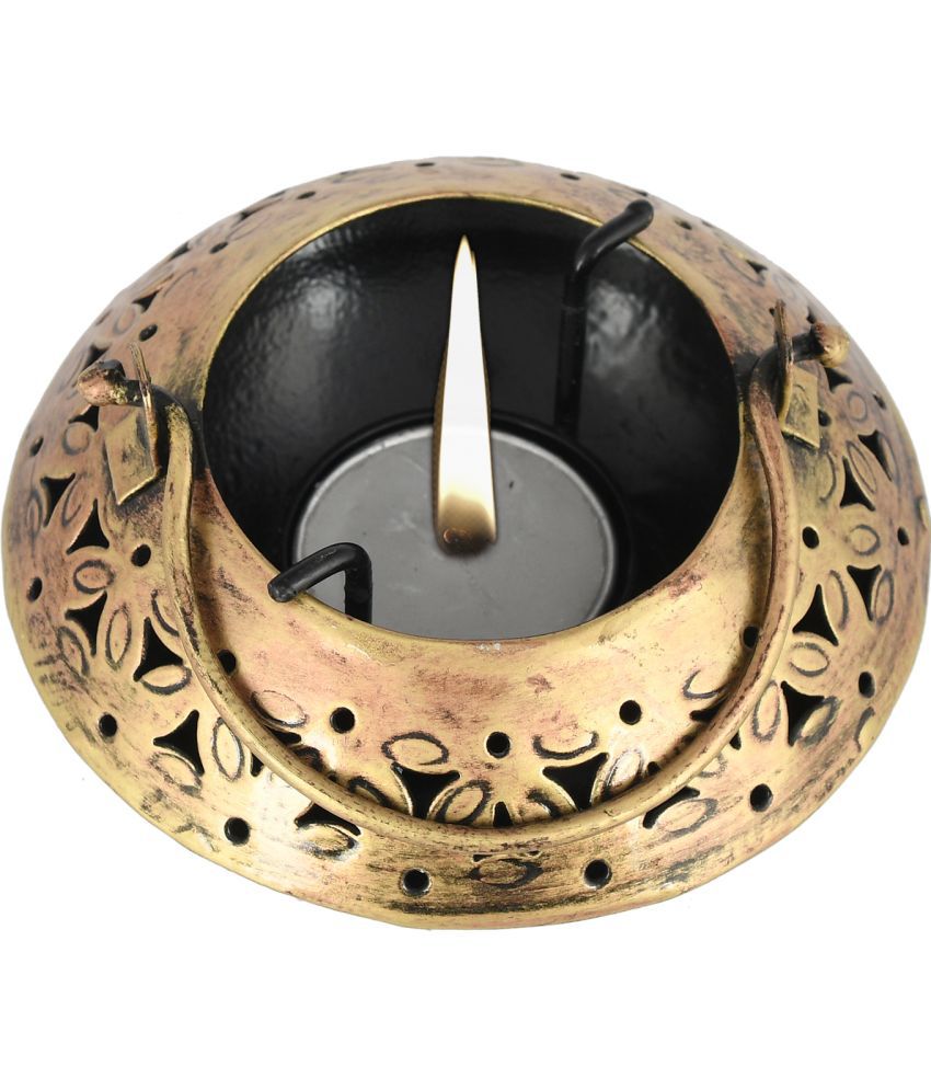     			Craftam Degchi Style Iron Dhoop & Tealight Holder with Tea Light Candle