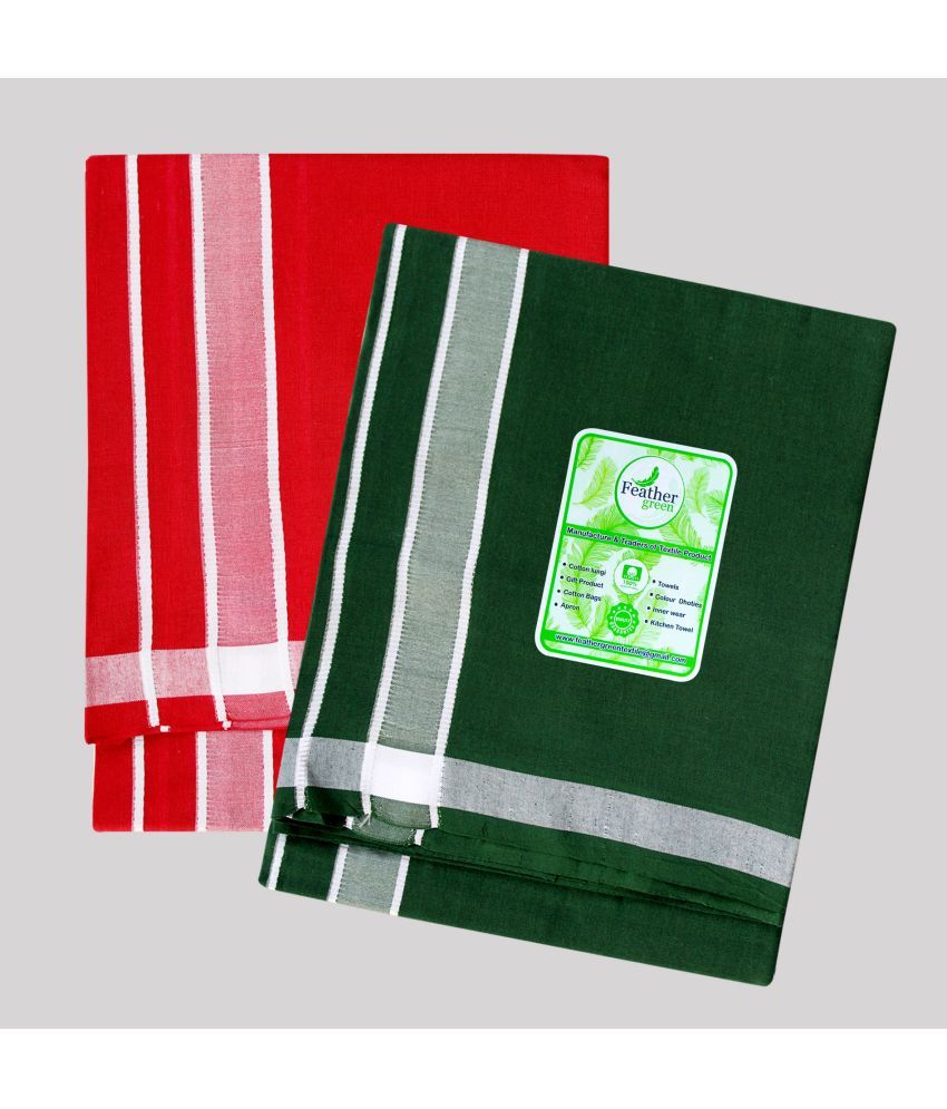     			Feather Green - Multicolor Cotton Men's Lungi ( Pack of 2 )