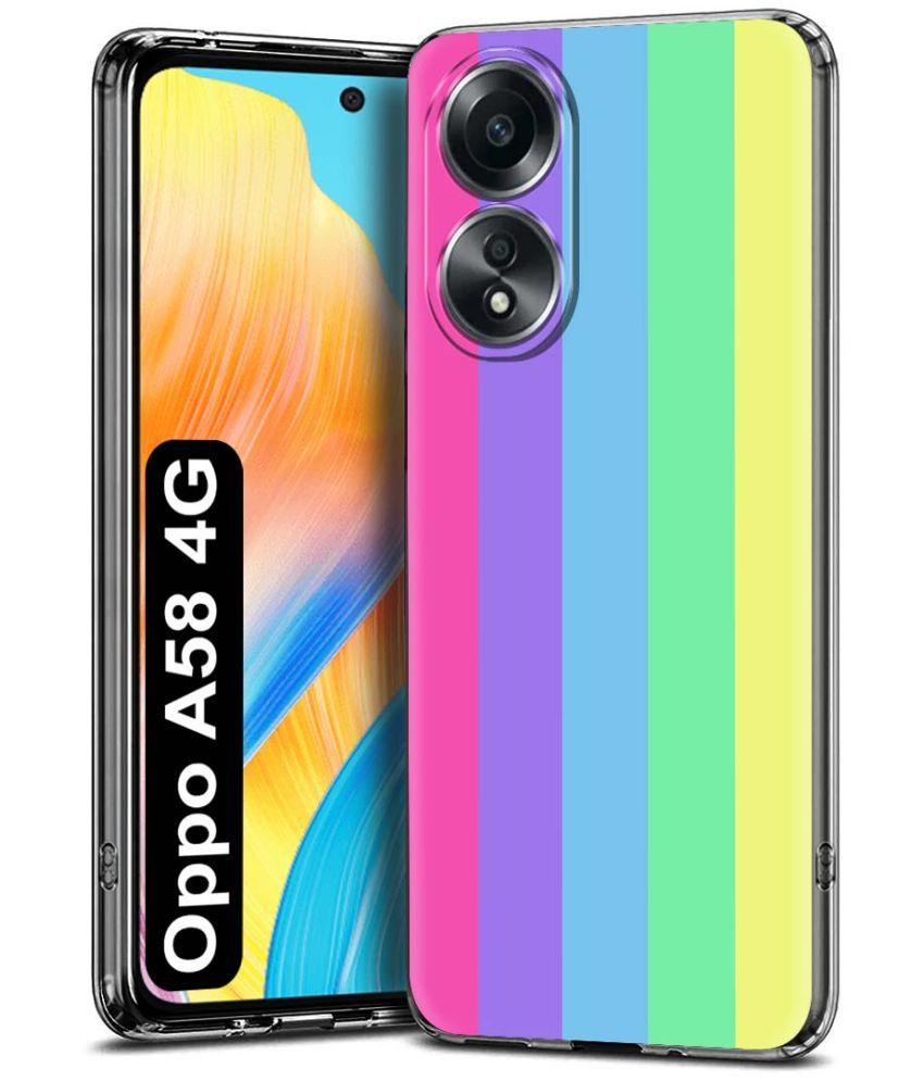     			NBOX - Multicolor Printed Back Cover Silicon Compatible For Oppo A58 4G ( Pack of 1 )