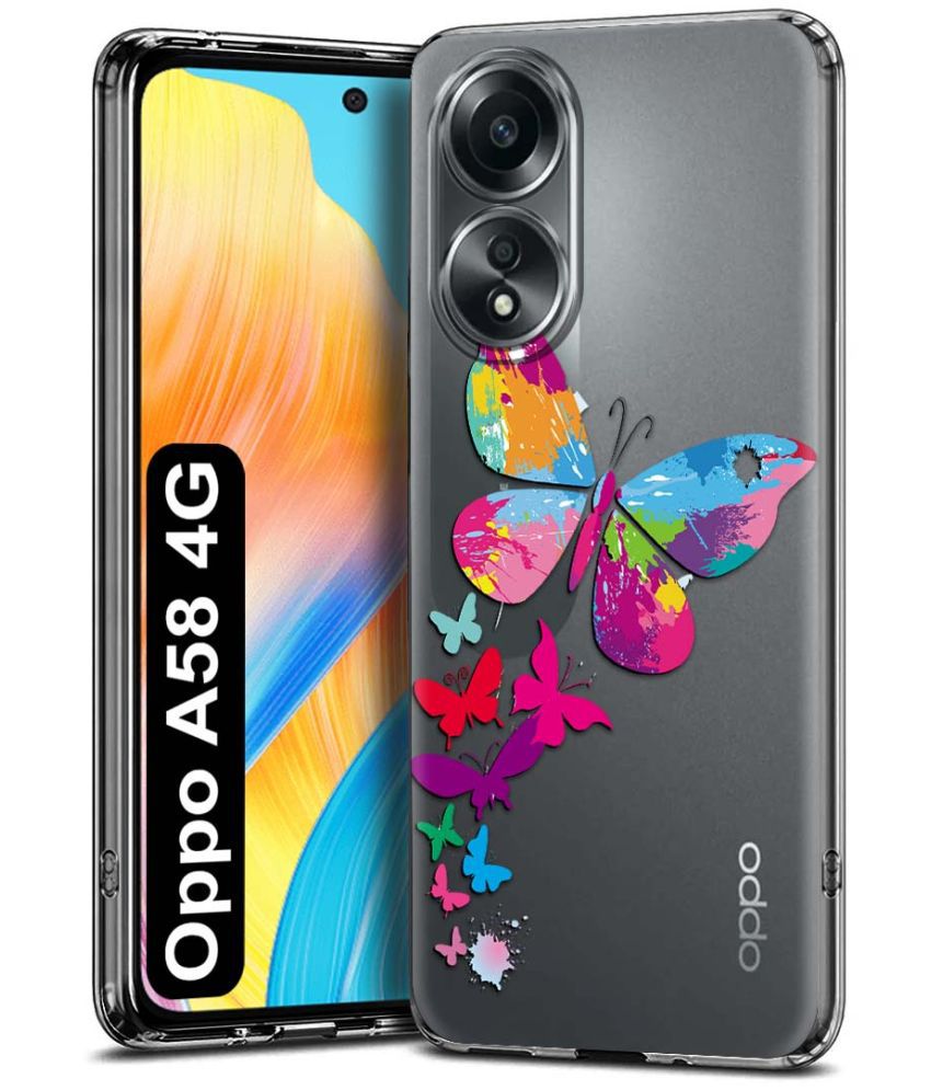     			NBOX - Multicolor Printed Back Cover Silicon Compatible For Oppo A58 4G ( Pack of 1 )