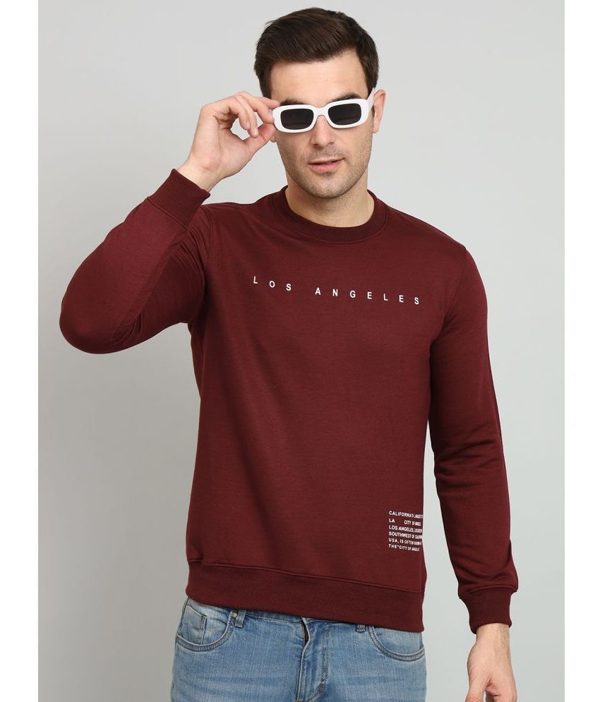     			OGEN Cotton Blend Round Neck Men's Sweatshirt - Wine ( Pack of 1 )