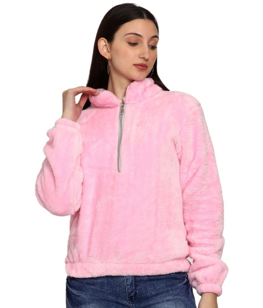     			PPTHEFASHIONHUB Faux Fur Women's Non Hooded Sweatshirt ( Pink )