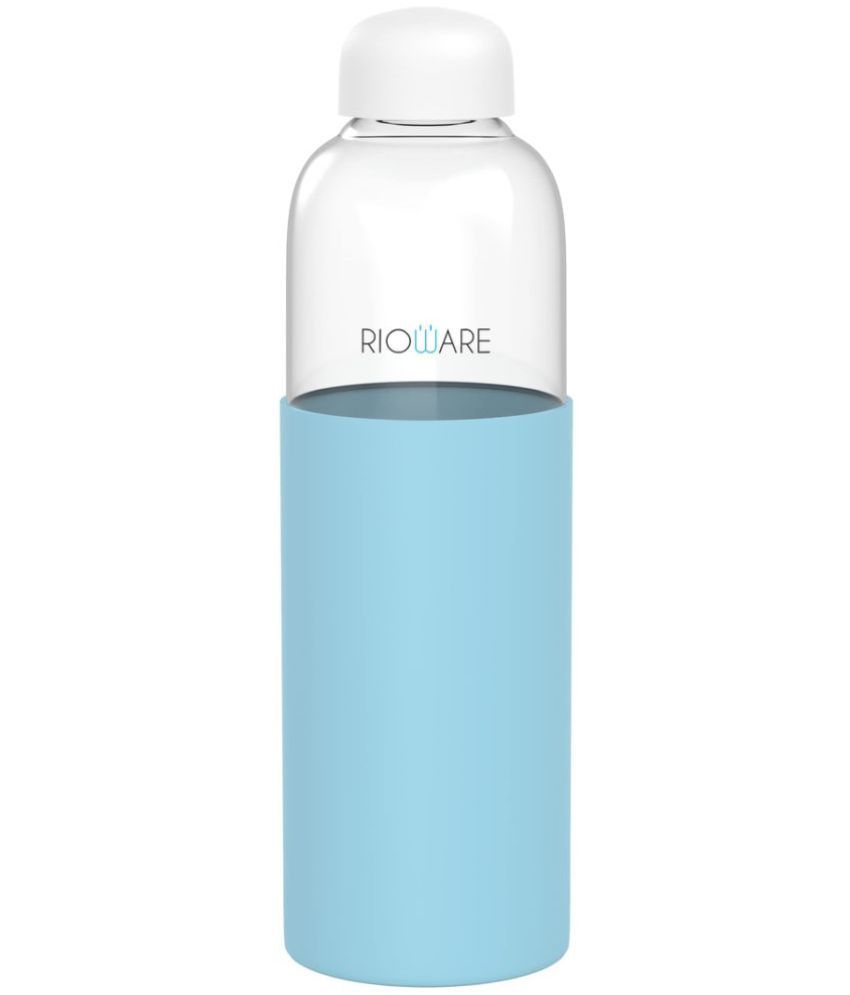     			Rioware Riobuzz Borosilicate Glass Water Bottle Blue Water Bottle 550 mL ( Set of 1 )