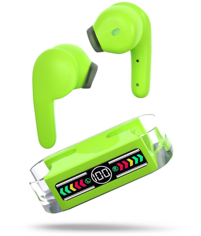     			VEhop Max Bluetooth True Wireless (TWS) In Ear 30 Hours Playback Powerfull bass,Low Latency IPX4(Splash & Sweat Proof) Green