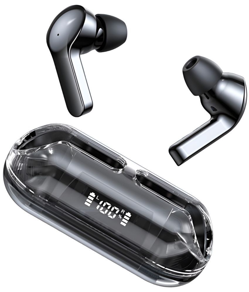     			VEhop Transparent PRO Bluetooth True Wireless (TWS) In Ear 30 Hours Playback Fast charging,Powerfull bass IPX4(Splash & Sweat Proof) Black