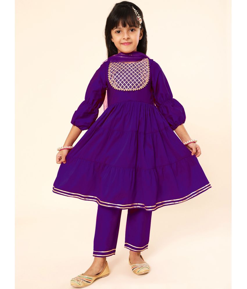     			A.T.U.N. Purple Polyester Girls Kurta and Pant Set ( Pack of 1 )