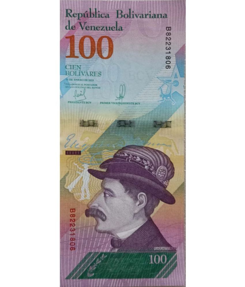     			EX RARE ISSUE VENEZUELA 100 CIEN BOLIVARES NOTE IN TOP UNC GRADE