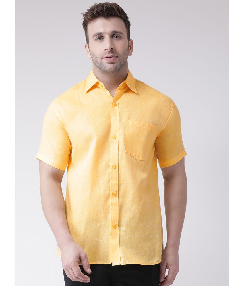     			KLOSET By RIAG 100% Cotton Regular Fit Self Design Half Sleeves Men's Casual Shirt - Yellow ( Pack of 1 )