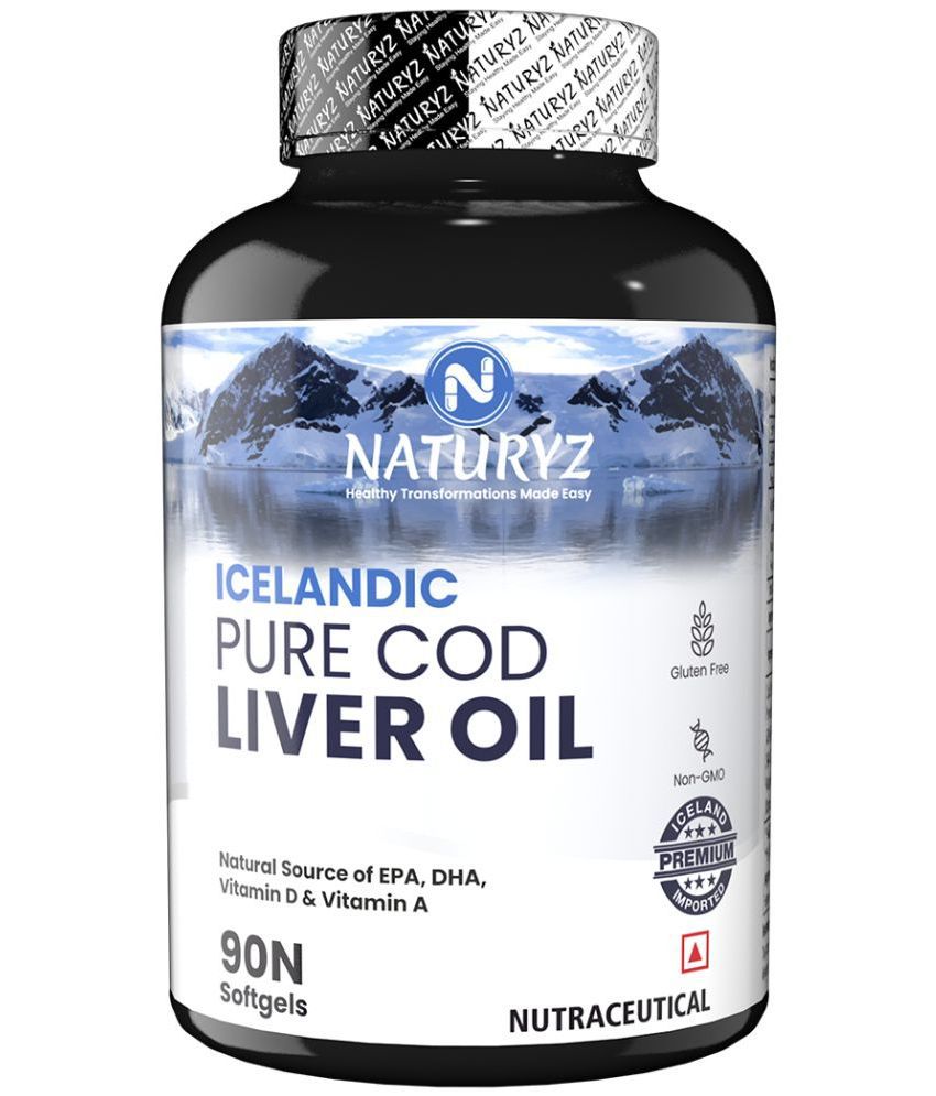    			NATURYZ Icelandic COD Liver Fish Oil Capsules with Natural Omega 3 & Vitamins (A & D), 90 softgels
