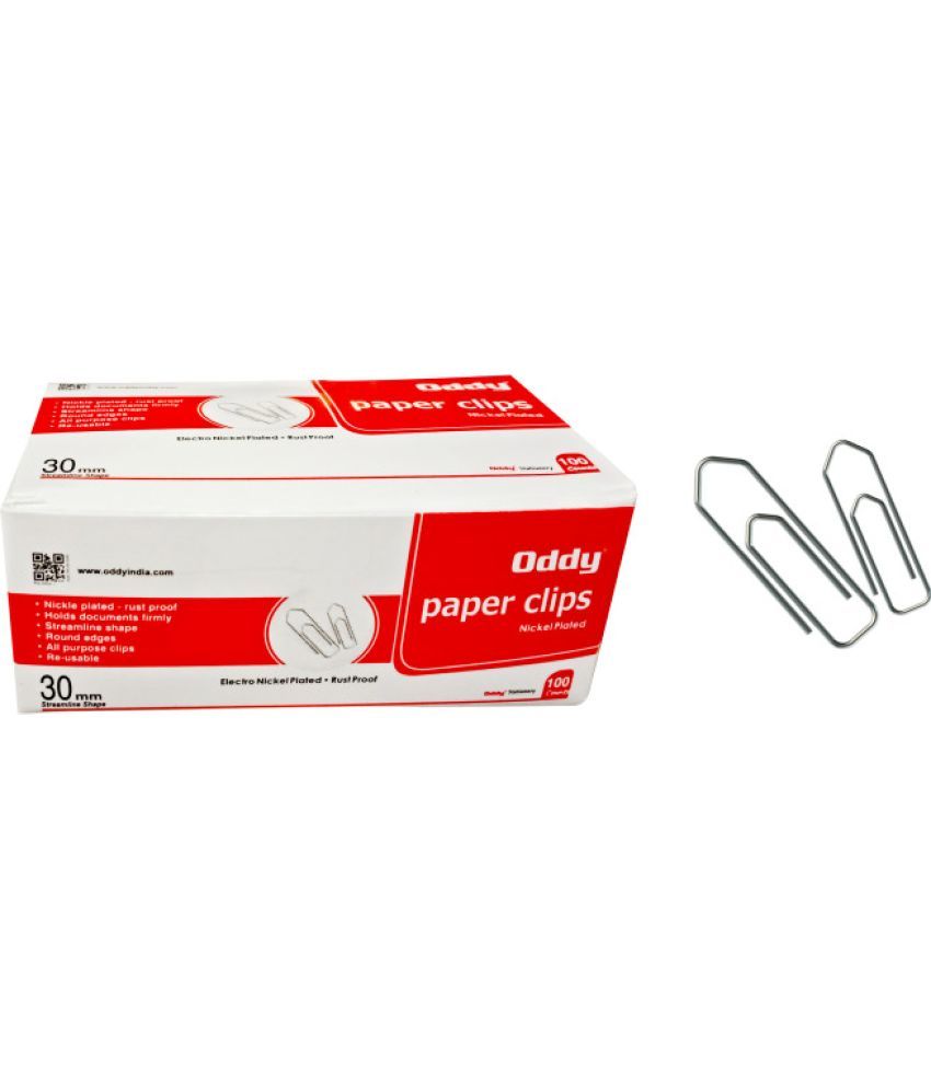     			Oddy Streamlined 30mm Nickel Plated Paper Clips (Set of 200, Silver)