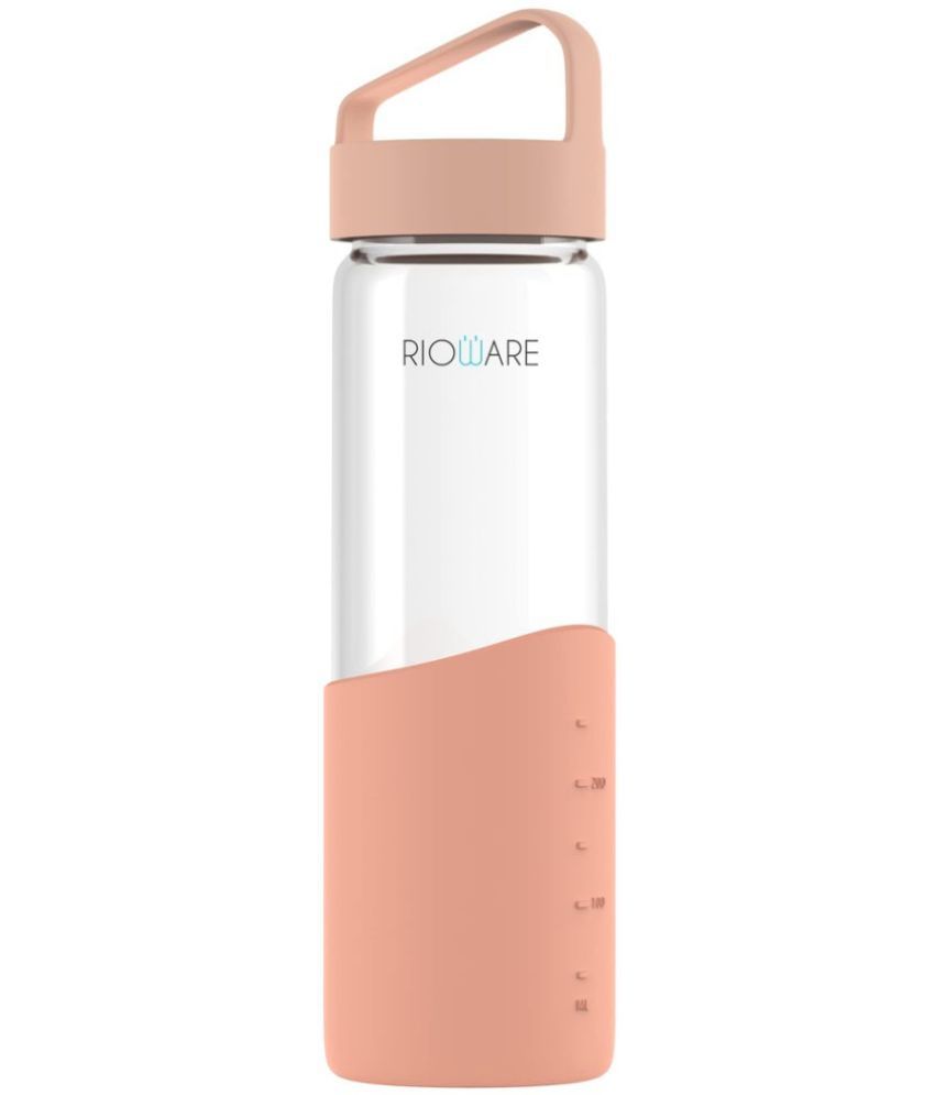     			Rioware Hydraboost Borosilicate Glass Water Bottle Pink Water Bottle 550 mL ( Set of 1 )
