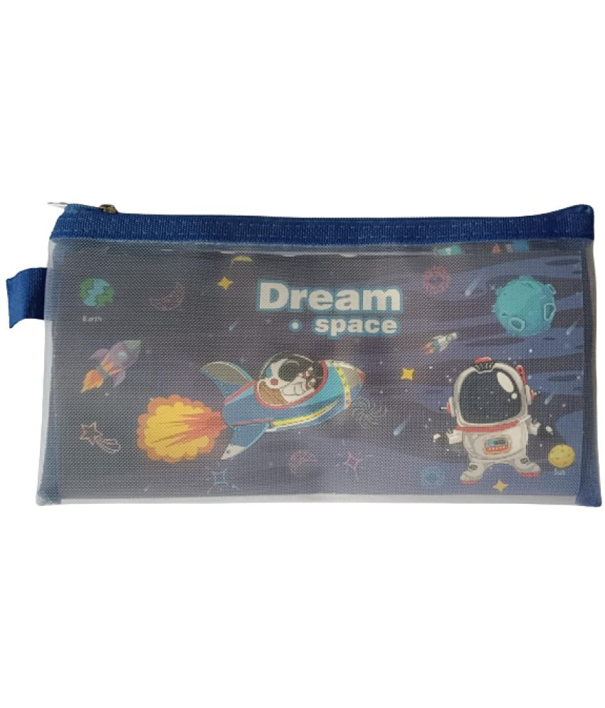     			2622F F-FLIPCLIPS BLUE DREAM SPACE THEME Mesh Pen Pencil Pouch WITH STATIONERY ( 2 PENCIL ,1 SCALE ,1 DAIRY, 1 SHARPNER & 1 ERASER ) for Girls & Boys