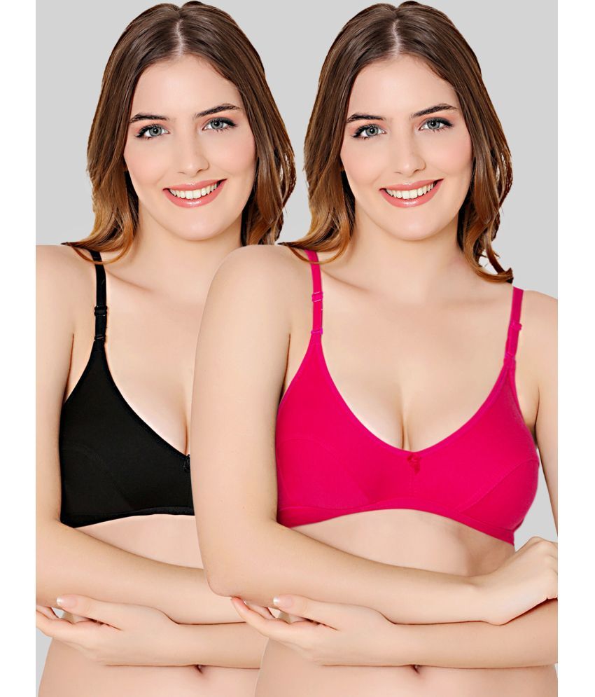     			Bodycare Black Cotton Blend Non Padded Women's Everyday Bra ( Pack of 2 )